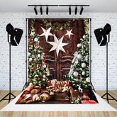 Lofaris Retro Aus Holz Weihnachten Baum Bären Weihnachten Hintergrund